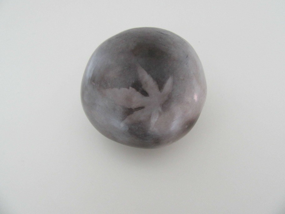 Ceramics & Pottery Down to Earth Ceramics | Smoke Fired Pebble Form With Leaf Impression