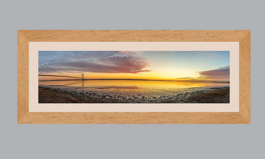 Gifts Sally Meyer Photography | Humber Sunset Panorama Framed Print - Oak Colour Wooden Frame.