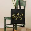 Accessories Originallyt Designs | Pisces Tote Bag With Gold Glitter Design