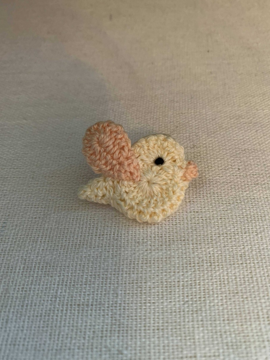 Accessories The Little Yarn Garden | Little Bird Crochet Pin Lemon Orange