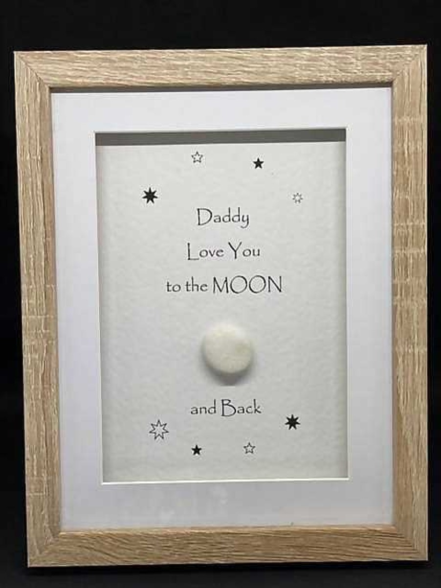 Gifts Pebble Art Design | Daddy / Dad Love You To The Moon- Medium