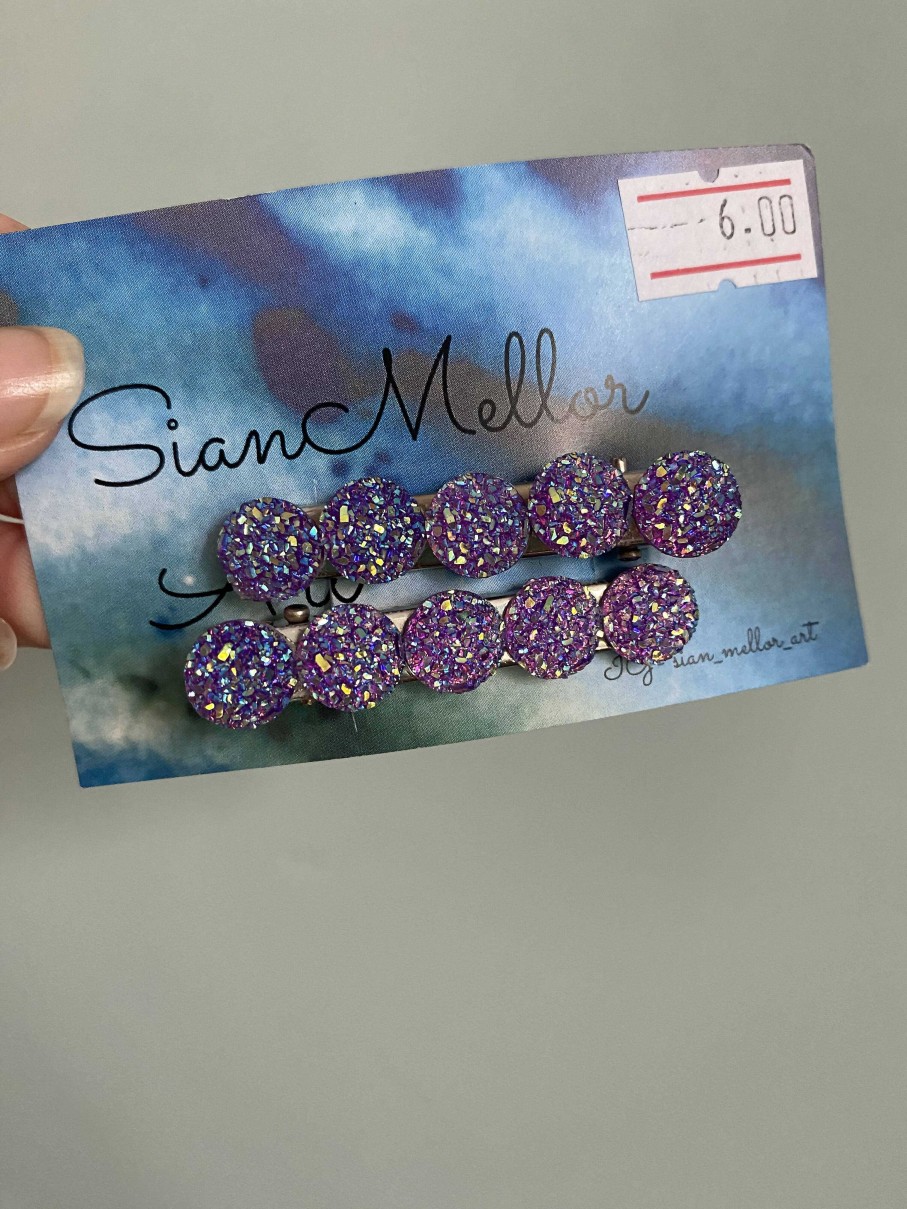 Accessories The Mellors Create | Purple Sparkle Hair Clips Set Of 2