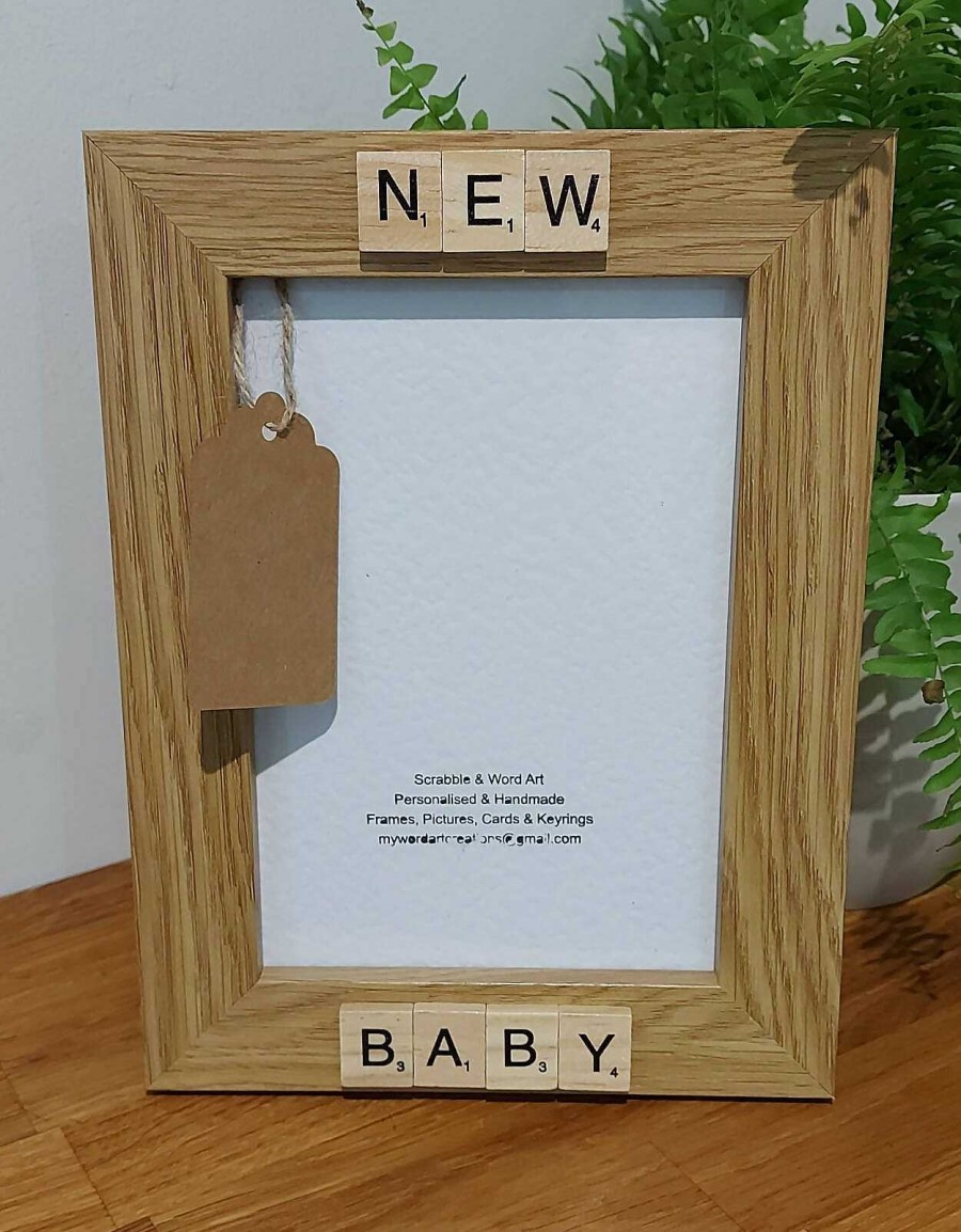 Gifts My Word Art Creations | New Baby 7 X 5 Scrabble Frame