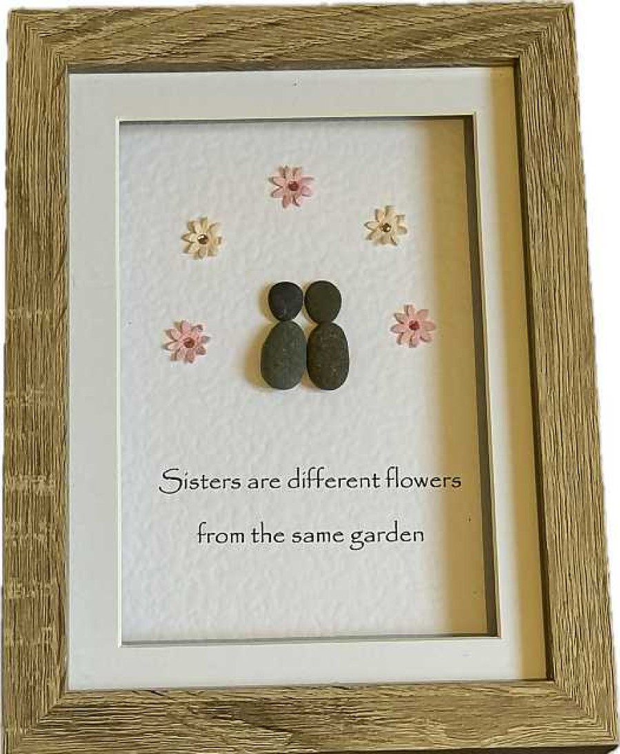 Gifts Pebble Art Design | Sisters Are Different Flowers- Medium