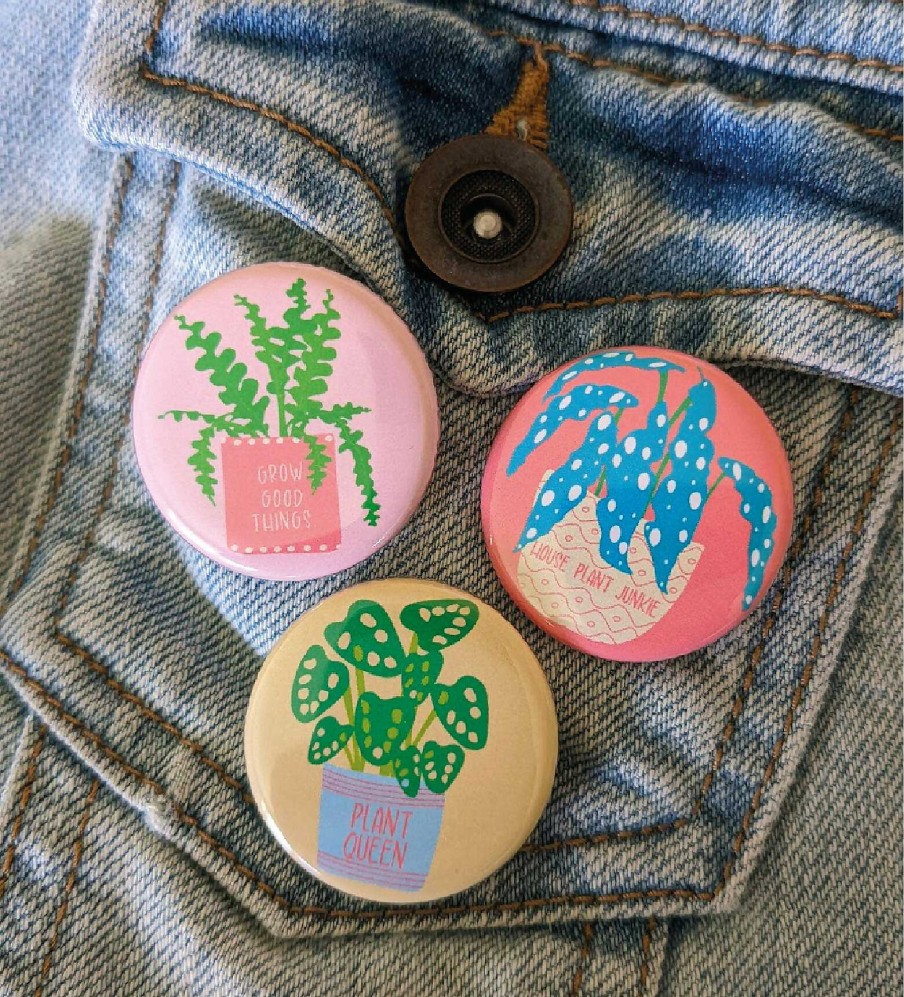 Accessories Skew Whiff Design & Illustration | Plant Lover Badge Set