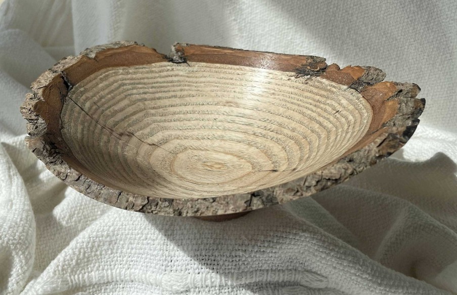 Gifts Wildwood Woodturning | Live Edge Turned Ash Bowl