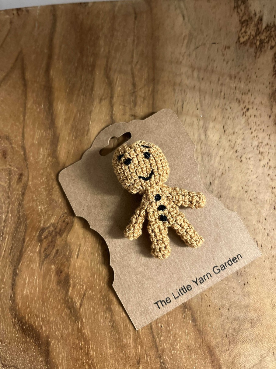 Accessories The Little Yarn Garden | Crochet Gingerbread Man Brooch