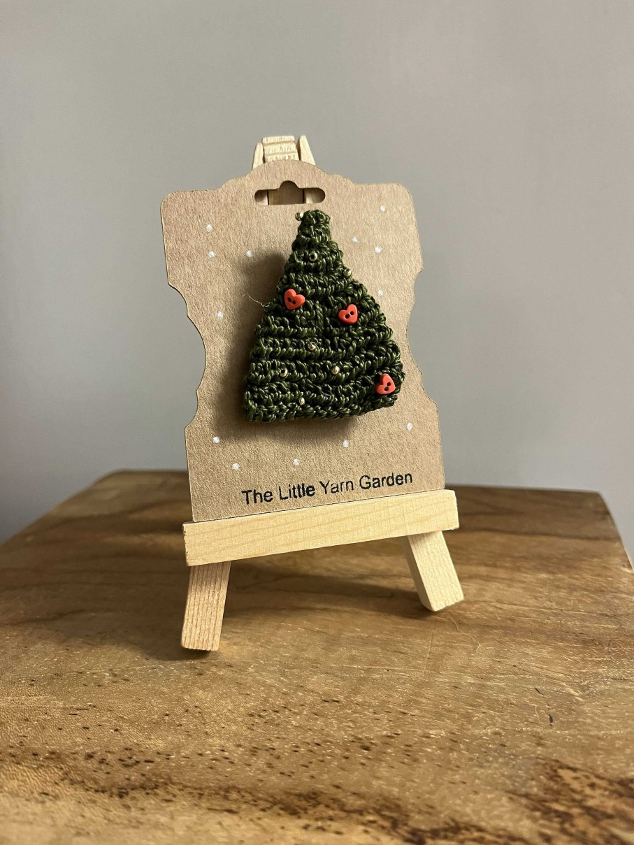 Accessories The Little Yarn Garden | Crochet Christmas Tree Brooch