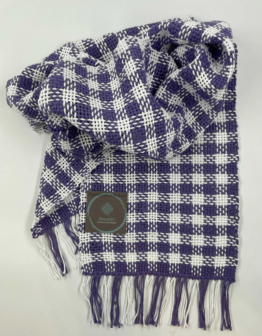 Accessories Weavable1 | Handwoven Lilac/White Check Scarf