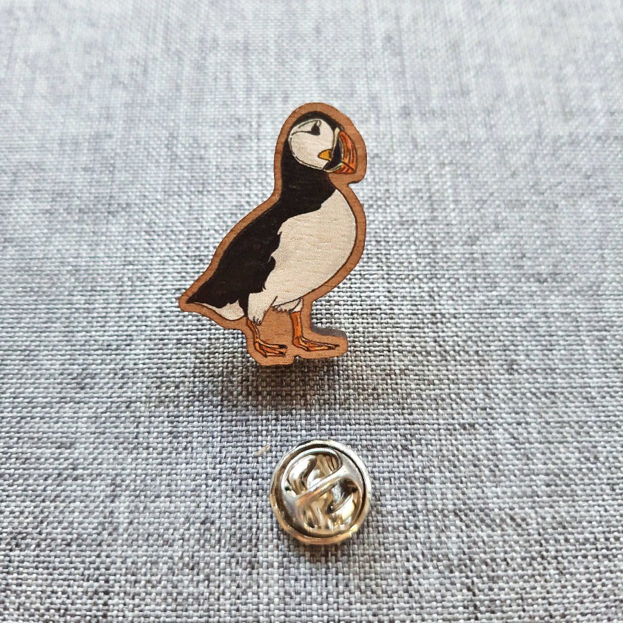 Accessories Lucy Webster Fine Art | Puffin Wooden Pin Badge